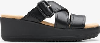 Clarks Wrenly Jane Zwarte Leren Sandalen