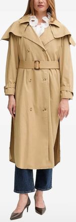 Hoss Intropia floral-embroidered belted coat - Neutrals