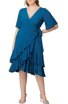 Kiyonna Miranda Wrap Dress in Aegean Blue at Nordstrom, Size 0X