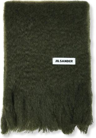 Jil Sander Slanke sjaal van wolmix - Heren - Accessoires - Groen - Maat: ONE Size Wol