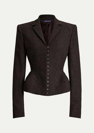 Ralph Lauren Collection Joleene Wool Herringbone Structured Jacket