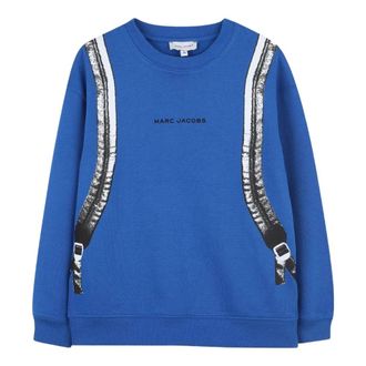 Marc Jacobs Kids Sweatshirts, male, Blue, 8 Y, Blue Graphic Design Jumper Backpack Print