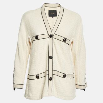 Maje Beige Tweed Voppy Cardigan Jacket