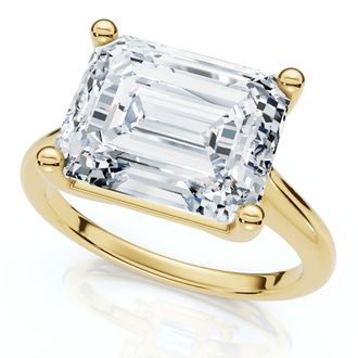 Pompeii3 Certified 5Ct Emerald Cut Lab Grown Diamond Solitaire East West Engagement Ring