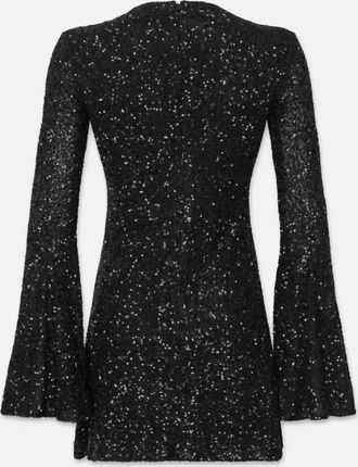 Frame Denim Womens Sequin Flutter Sleeve Dress In Black