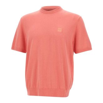 HUGO BOSS Hugo, Round-neck Knitwear, male, Pink, Size: 2XL Kanacho Sweater