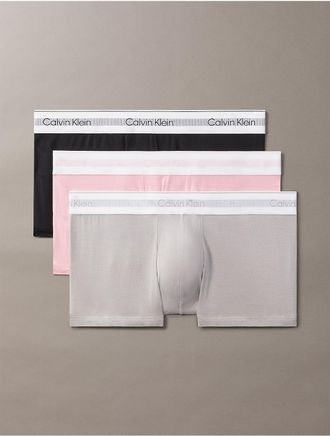 Calvin Klein Mens Icon Modal Mesh 3-Pack Low Rise Trunk - Pink - XL