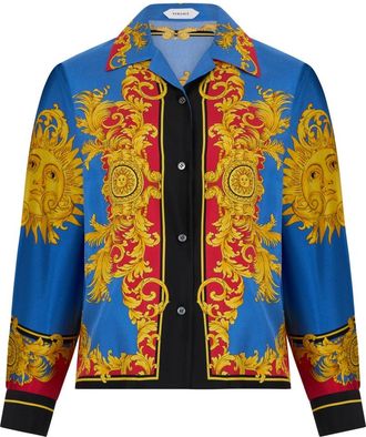 Versace Printed Silk Twill Shirt - Dames - Overhemden - Veelkleurig - S - Overhemden