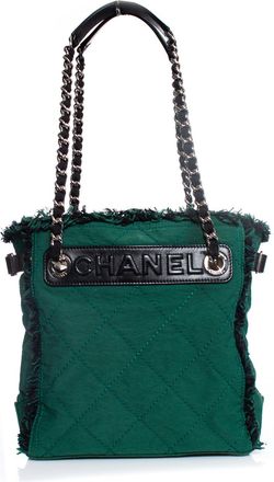 Chanel Womens Green quilted canvas bag Leather - One Size