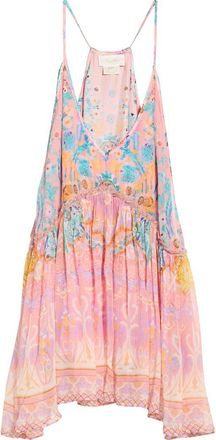 Camilla Gaudi Print Racerback Gathered Silk Top in Howdy Gaudi at Nordstrom, Size X-Small