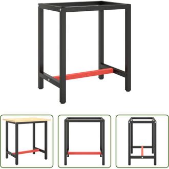 vidaXL Tavolo in metallo - Telaio per Banco da Lavoro Nero Rosso Opaco 70x50x79 cm Metallo