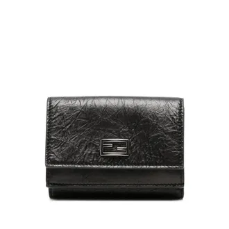 Fendi FF Logo Crinkled Leather Wallet