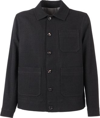 Circolo 1901 Structured Black Work Jacket in Virgin Wool and Cotton Blend