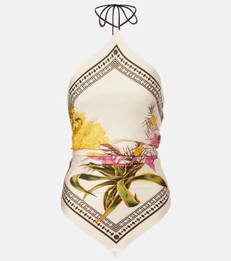 Blumarine Printed halterneck twill top