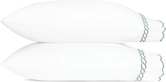 Matouk Classic Chain Scallop Set of 2 Pillowcases in Hazy Blue at Nordstrom, Size Standard