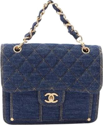 Chanel Pre-owned Matelasse Denim Rugzak - Dames - Vintage Schoudertas - Blauw - ONE Size - Denim - Vintage