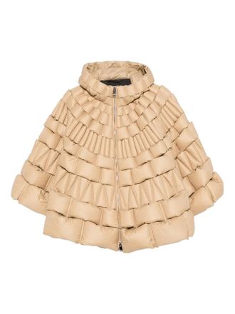 RAXXY hooded quilted cape - women - Nylon - S - Brown