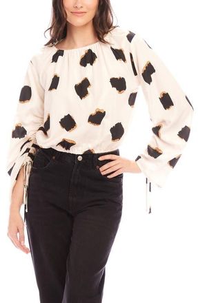 Fifteen Twenty Serafina Dot Print Tie Sleeve Top at Nordstrom, Size X-Small