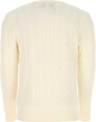 Polo Ralph Lauren Mens Cable-Knit Wool Blend Sweater Beige Cashmere