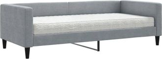 vidaXL Sof&aacute; Cama Con Colch&oacute;n Tela Gris Claro 90x200 Cm Vidaxl