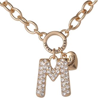 Juicy Couture Bubble Letter Necklace for Women with Clear Stones 18+2, Chunky Initial Necklace Gold-Tone in Letter M at Nordstrom