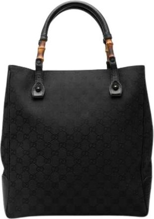 Gucci Pre-owned Tote Bags, female, Black, Size: ONE SIZE Pre-owned Canvas Tote Bag