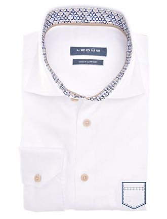 Led&ucirc;b Business overhemd Ledub Modern Fit New wit effen