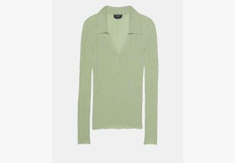 Kate Spade New York Sheer Long Sleeve Ribbed Polo