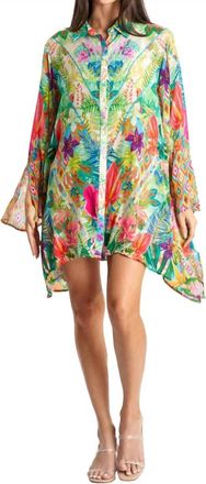 La Moda Clothing Island Girl Button Front Cover Up In Multi