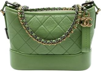 Chanel Pre-owned Gabrielle Schoudertas - Dames - Vintage Schoudertas - Groen - ONE Size - Leer - Vintage
