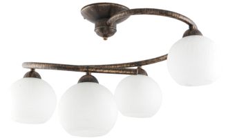 OEM Lampada Da Soffitto Nera, Oro Antico, Paralume Bianco, Ivan Negro 9-541
