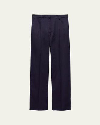 Prada Pleated Cotton Twill Straight-Leg Trousers