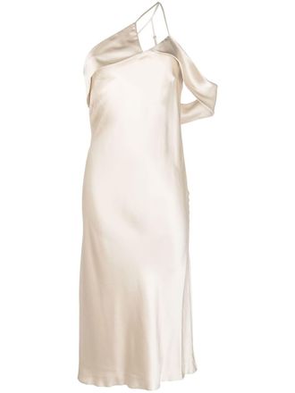 Michelle Mason bias-cut silk midi dress - women - Silk - 10 - Neutrals
