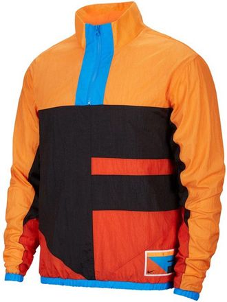 Nike As M Nk Flight Jacket Half Zipper hooded Colorblock Black Orange CN8509-010