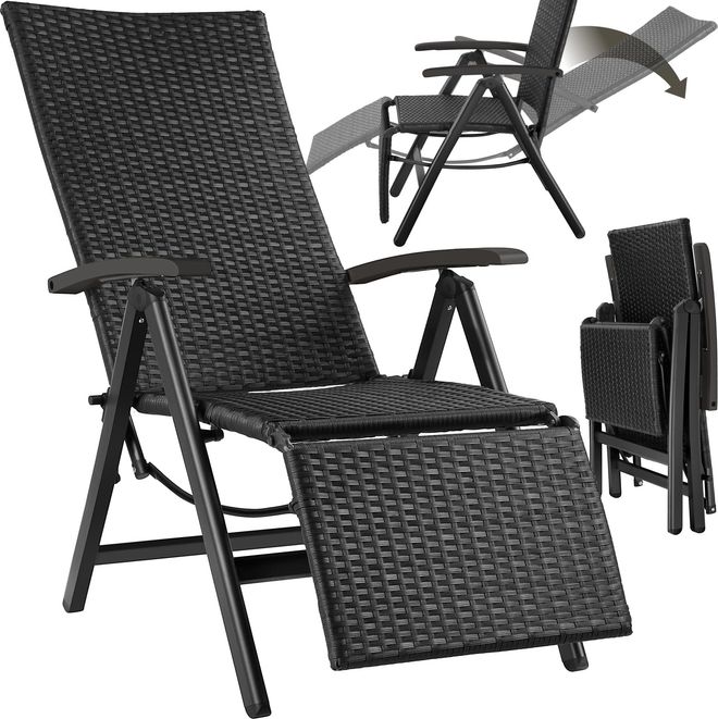 TecTake Alu Polyrattan Gartenstuhl mit Armlehnen, Campingstuhl mit 6-Fach  Verstellbarer Rckenlehne, klappbar, Relaxsessel mit Liegefunktion,  wetterfest, Klap ab 114,79  - auf Stylight