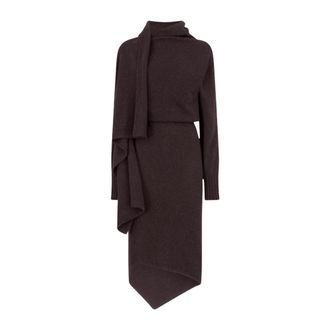 The Attico Kleedjes, Dames, Bruin, XS, Wol, Midi Jurk