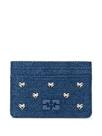 Ganni heart-stud card holder - Blue