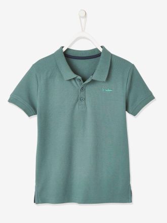 Vertbaudet Polo manches courtes broderie poitrine gar&ccedil;on kaki clair
