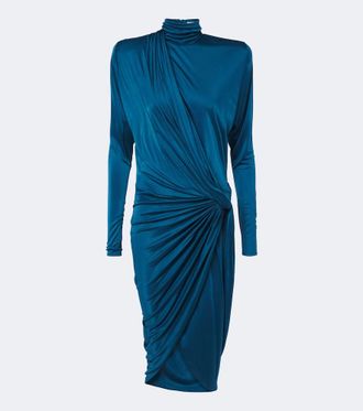 Balmain Gathered jersey midi dress