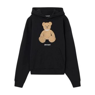 Palm Angels Hoodies, male, Black, Size: S Bear Hoodie