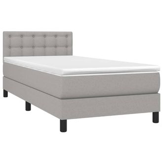vidaXL Cama Box Spring Con Colch&oacute;n Tela Gris Claro 90x200 Cm Vidaxl