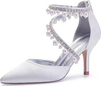 Miyoopark Women Shoes Heels for Wedding Closed Pointed Toe Evening Pumps Shoes M521 White UK 5.5