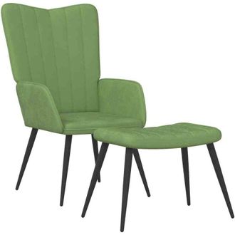 vidaXL Sill&oacute;n De Relax Con Taburete De Terciopelo Verde Claro Vidaxl