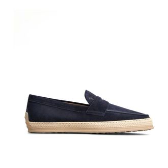 Tod's Tods, Loafers, male, Blue, Size: 10 1/2 US Suede Woven-Trim Penny Loafer