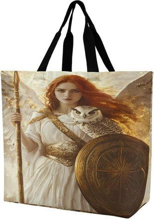 Generic Goddess Athena Reusable Shopping Bags Large Capacity Grocery Bag Heavy Duty Tote for Women 40x40x16cm