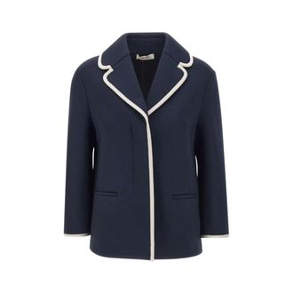 Max Mara Blazers, female, Blue, Size: S Timeless Blue Jacket Boxy Fit