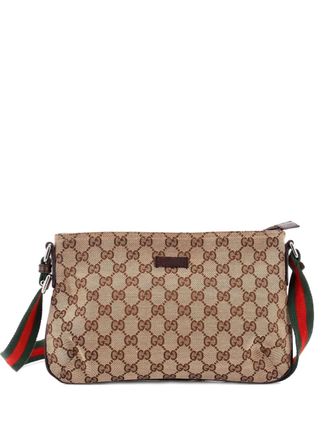 Gucci Web Strap Messenger Bag GG Canvas Small crossbody bag - Marrone