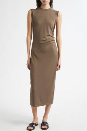 Vince Side Ruched Sleeveless Knit Midi Dress in Moss Smoke at Nordstrom Rack, Size X-Large