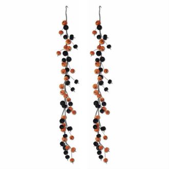 At Home w/ Jorge Parez 60 Set of 2 Black & Orange Velvet Pumpkin Garland
