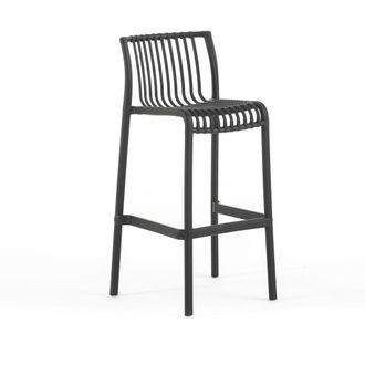 Siediti Fuori e Dentro Set de 2 taburetes de exterior en polipropileno apilables negro